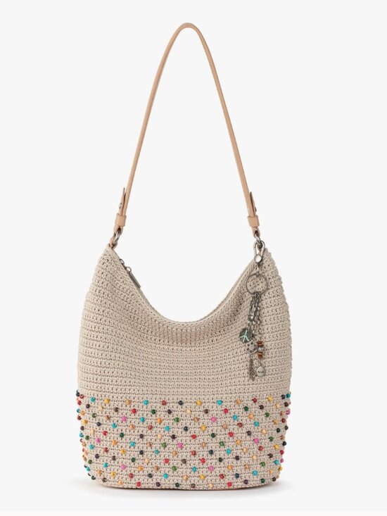 The Sak Handbags - The Sak NWT Sequoia Hand Crochet Colorful Beaded Neutral Ecru Hobo Handbag